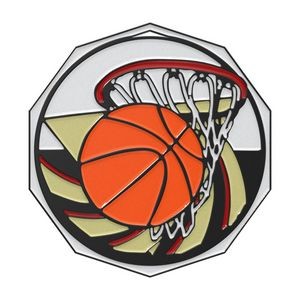 Basketball Decagon Colored Medallion (2")