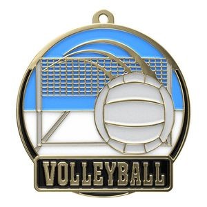 Bright Gold Volleyball High Tech Medallion (2")