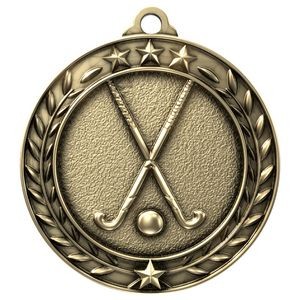Antique Field Hockey Wreath Award Medallion (2-3/4")