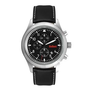 Wc3096 44mm Steel Matte Silver Case, Chronograph Mvmt, Black Dial, Dte Display, Leather Strap, Flat 