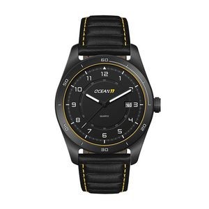 Wc6616 42mm Steel Black Case, 3 Hand Mvmt, Black Dial, Dte Display, Leather Strap, Flat Mineral Crys