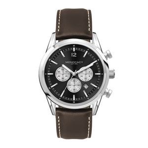 Wc3054 42mm Steel Silver Case, Chronograph Mvmt, Black Dial, Dte Display, Leather Strap, Flat Minera