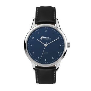 Wc1752 38mm Metal Silver Case, 3 Hand Mvmt, Blue Dial, Leather Strap, Flat Mineral Crystal, 3 Atm Wt