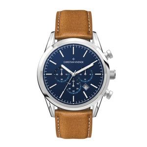 Wc3074 42mm Steel Silver Case, Chronograph Mvmt, Blue Dial, Dte Display, Leather Strap, Flat Mineral