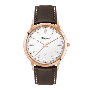 Wc4218 43mm Steel Rose Gold Case, 3 Hand Mvmt, White Dial, Dte Display, Leather Strap, Flat Mineral 