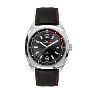 Wc8374 42mm Steel Silver Case, 3 Hand Mvmt, Black Dial, Dte Display, Leather Strap, Flat Mineral Cry