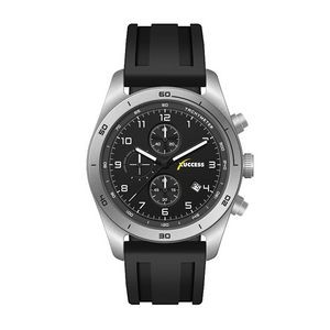 Wc6502 42mm Steel Matte Silver Case, Chronograph Mvmt, Black Dial, Dte Display, Silicone Strap, Flat