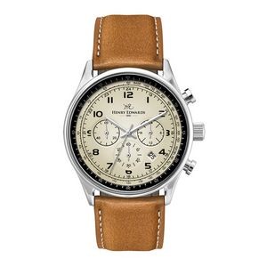 Wc3002 41mm Steel Silver Case, Chronograph Mvmt, Beige Dial, Dte Display, Leather Strap, Dome Minera