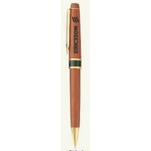 Woodland Genuine Rosewood Ballpoint Pen w/ Gold & Black Trim