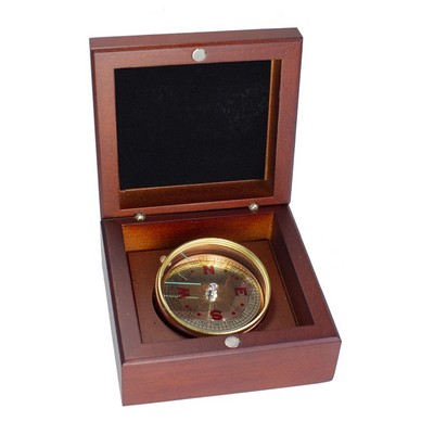 Mahogany Wood Box Desk Compass