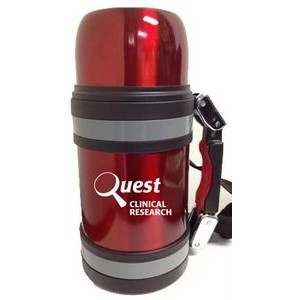 40 Oz. (1.2 Liter) Red Vacuum Insulated Wide Mouth Bottle w/ handle & carry strap