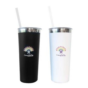 22oz Designed Ss Double Wall Straw Tumbler