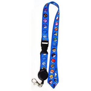 3/4 x 36 Full Color Sublimated Lanyard with Buckle Release and Retractable Reel