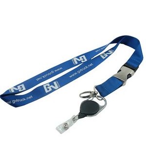 3/4 x 36 Polyester Silkscreen Lanyard with Buckle Release and Retractable Reel