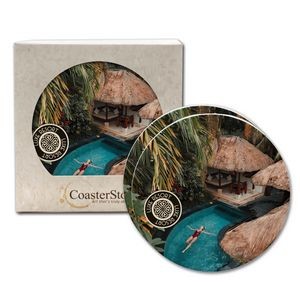 CoasterStone Round Absorbent Stone Coaster - 2 Pack (4