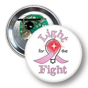 3"Round Celluloid Button with a Red Flashing LED Light