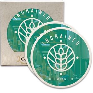 CoasterStone Round Absorbent Stone Coaster - 2 Pack (4 1/4
