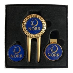 Dimpled Divot Tool W/ Hat Clip & Extra Ball Marker Gift Set