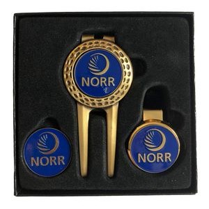 Dimpled Divot Tool Gift Set W/ Money Clip, Hat Clip & Extra Ball Marker