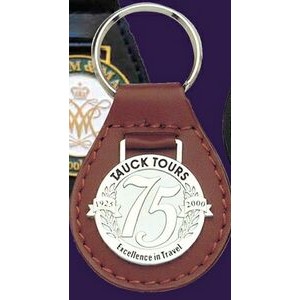 Imported Leather Key Tag w/Die Struck Deluxe Finish Emblem