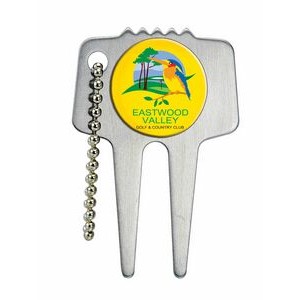 Steel Divot Tool w/Chain and Full Color Imprint Epoxy Dome