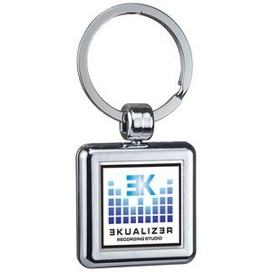 Two Sided Budget Chrome Plated Domed Keytag Square