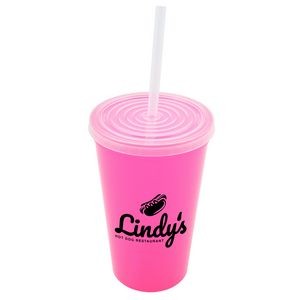22 Oz. Stadium Cup with Lid and Straw