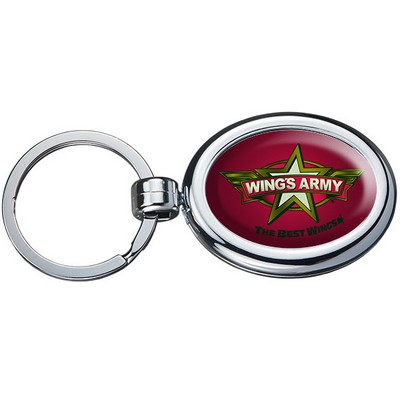 Two Sided Budget Chrome Plated Domed Keytag Oval