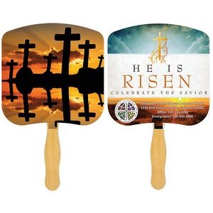 Religious Hand Fan/ Crosses at Sunset