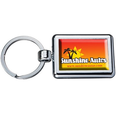 Two Sided Budget Chrome Plated Domed Keytag Rectangle