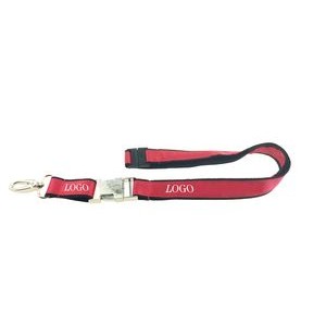 Double Layers Satin Lanyard with Metal Buckle