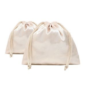 Off-white Satin Jewelry Drawstring Bag
