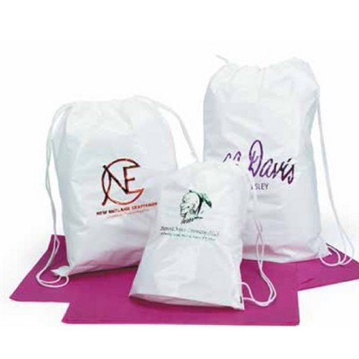 White Gloss Cotton Drawstring Shoulder Tote Bag (16"x20")
