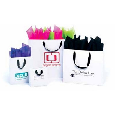 Matte Laminated European Shopping Bag w/Black Grosgrain Ribbon Handle (16"x 4-3/4"x 13")