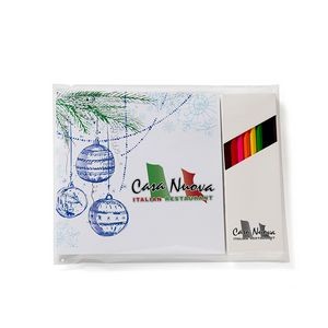 Holiday Theme Deluxe Adult Coloring Book & 8-Color Pencil Set (7" x 7")