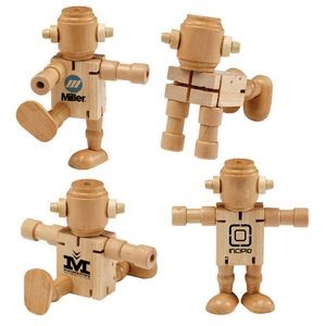 RoboDroidBot Poseable Wooden Robot Fidget Toy