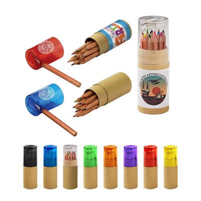 12 Colored Pencil Set in Tube w/Sharpener