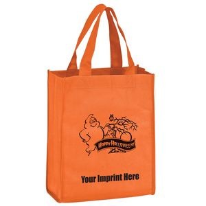 Halloween Stock Design Orange Non-Woven Tote Bag • Ghost - Customized (8"x5"x10")