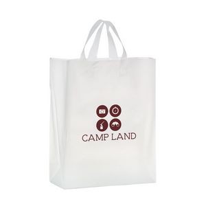 Clear Frosted Soft Loop Plastic Shopper Bag w/Insert (13"x5"x16")
