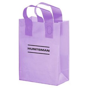 Color Frosted Soft Loop Plastic Shopper Bag w/Insert (10"x5"x13")
