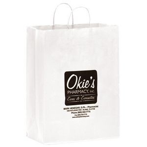 White Kraft Paper Shopper Tote Bag (13"x7"x17")
