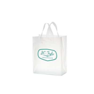 Clear Frosted Soft Loop Plastic Shopper Bag w/Insert (8"x4"x11")
