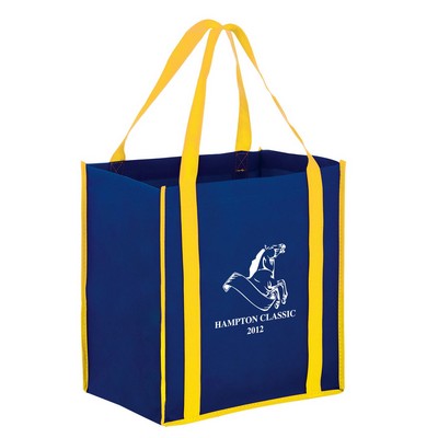 Two-Tone Heavy Duty Non-Woven Grocery Tote Bag w/ Insert (12"x8"x13")