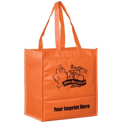 Halloween Stock Design Orange Non-Woven Tote Bag • Ghost - Customized (13"x5"x13")
