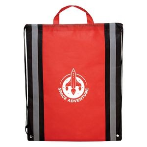 Non-woven backpack with reflective strips and cinch drawstring & handles (16" x 20")