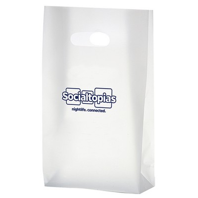Clear Frosted Die Cut Plastic Tote Bag w/ Insert (8"x4"x15")