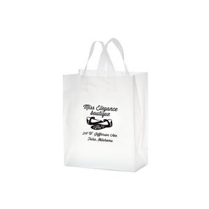 Clear Frosted Soft Loop Plastic Shopper Bag w/Insert (10"x5"x13")
