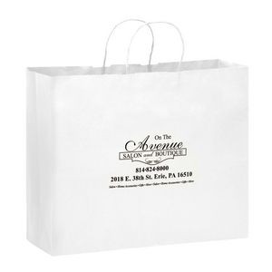 White Kraft Paper Shopper Tote Bag (16"x6"x12")