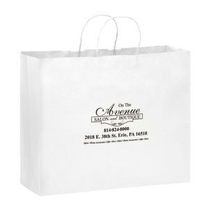 White Kraft Paper Shopper Tote Bag (16"x6"x12")