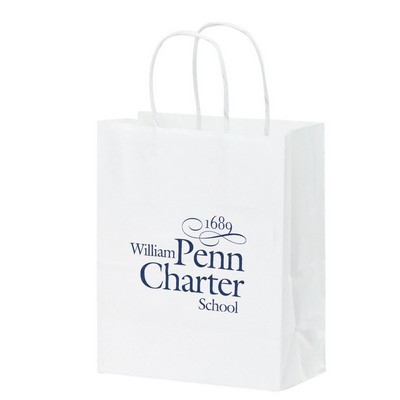 White Kraft Paper Shopper Tote Bag (8 1/4"x4 3/4"x10 1/4")